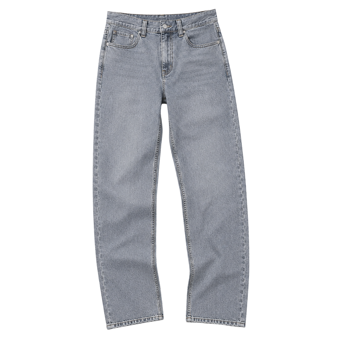 Stone Denim Straight Jeans