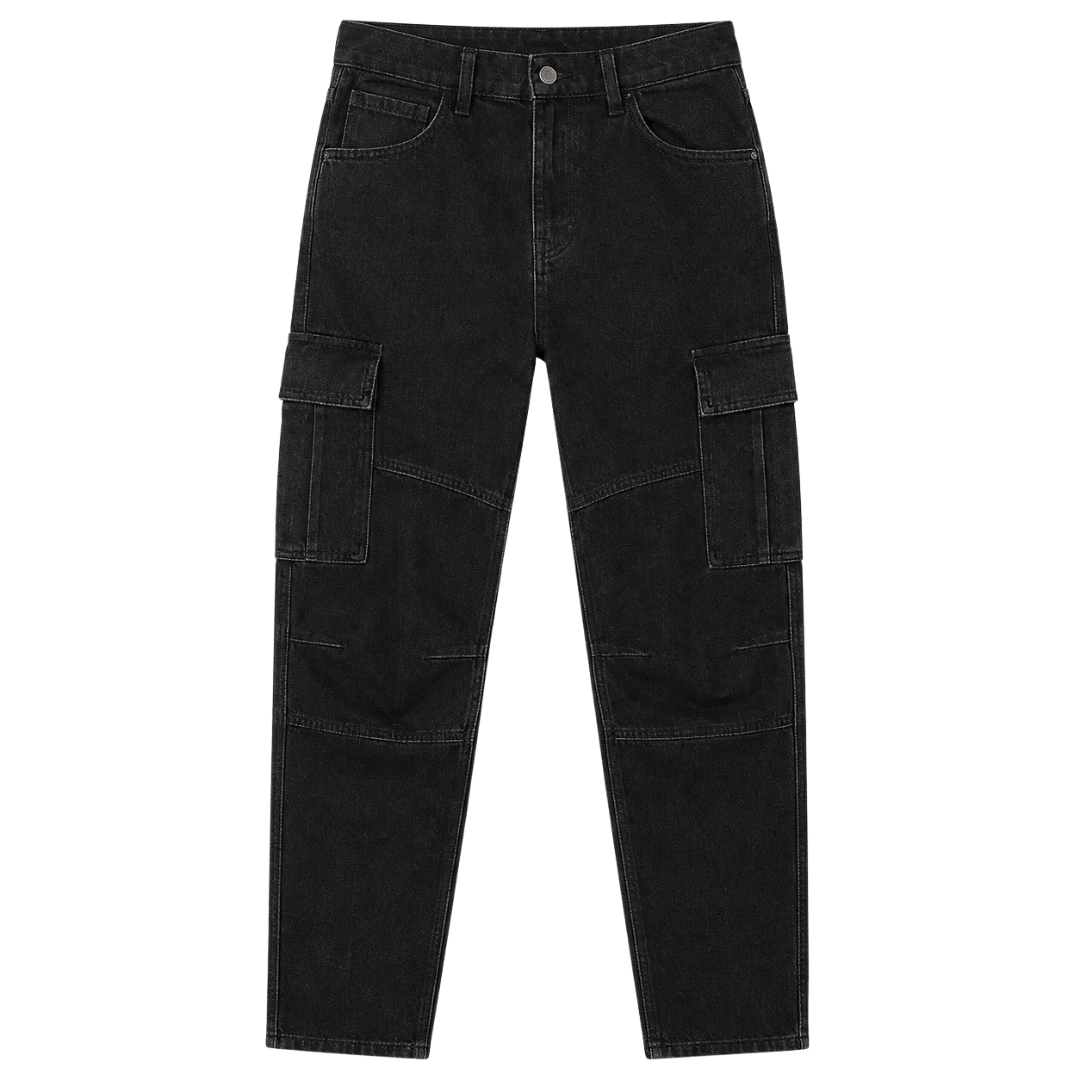 Black Denim Cargo Jeans