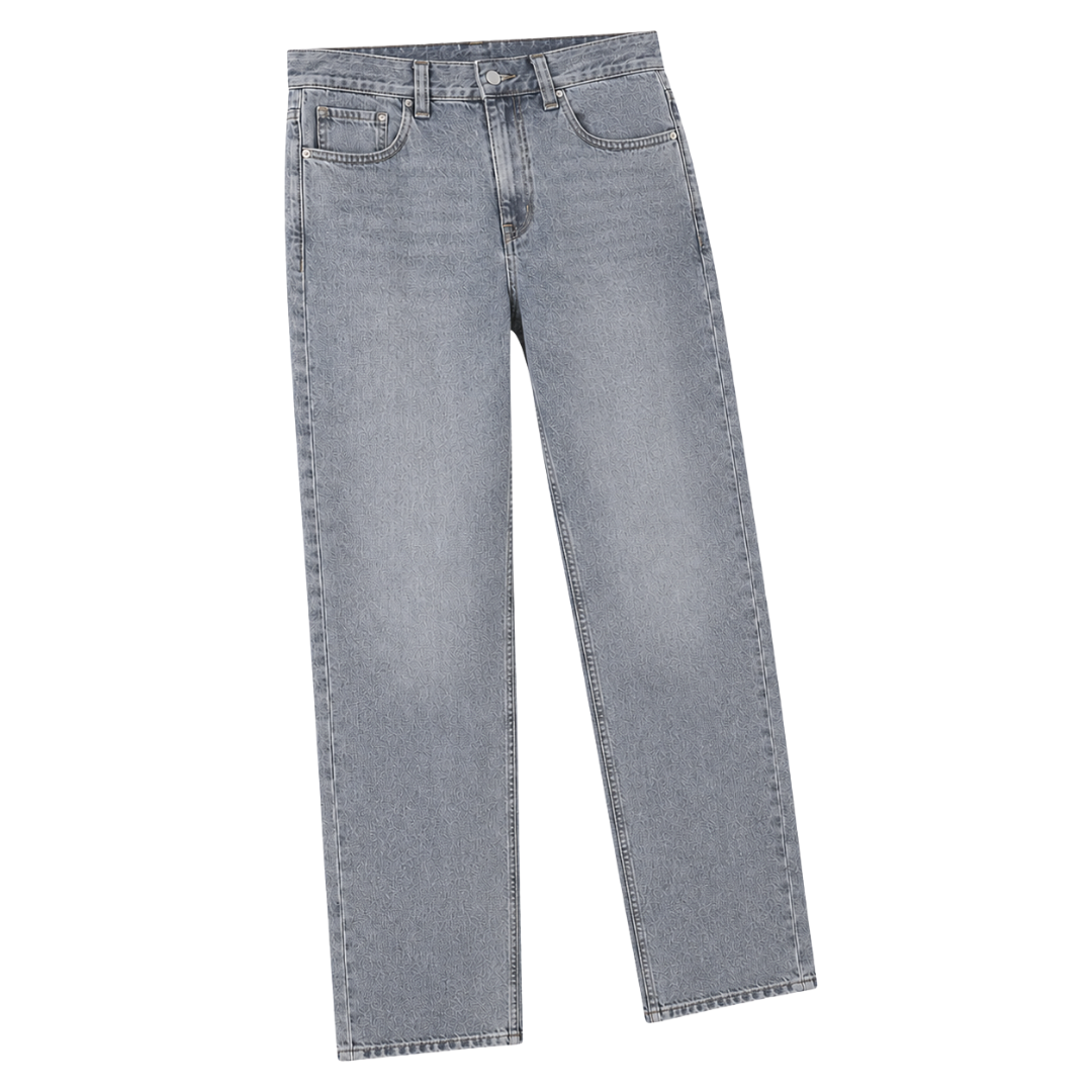 Stone Denim Straight Jeans