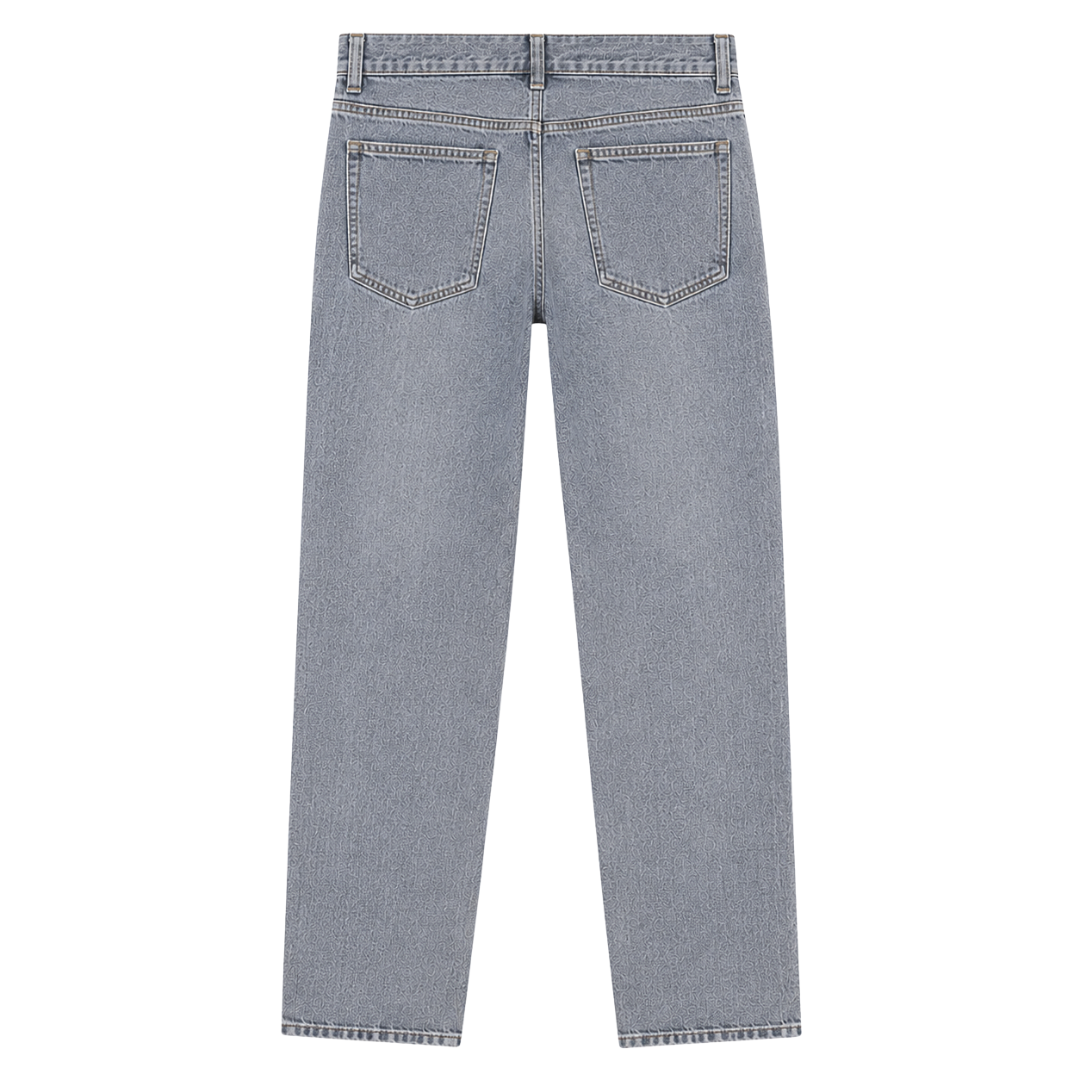 Stone Denim Straight Jeans