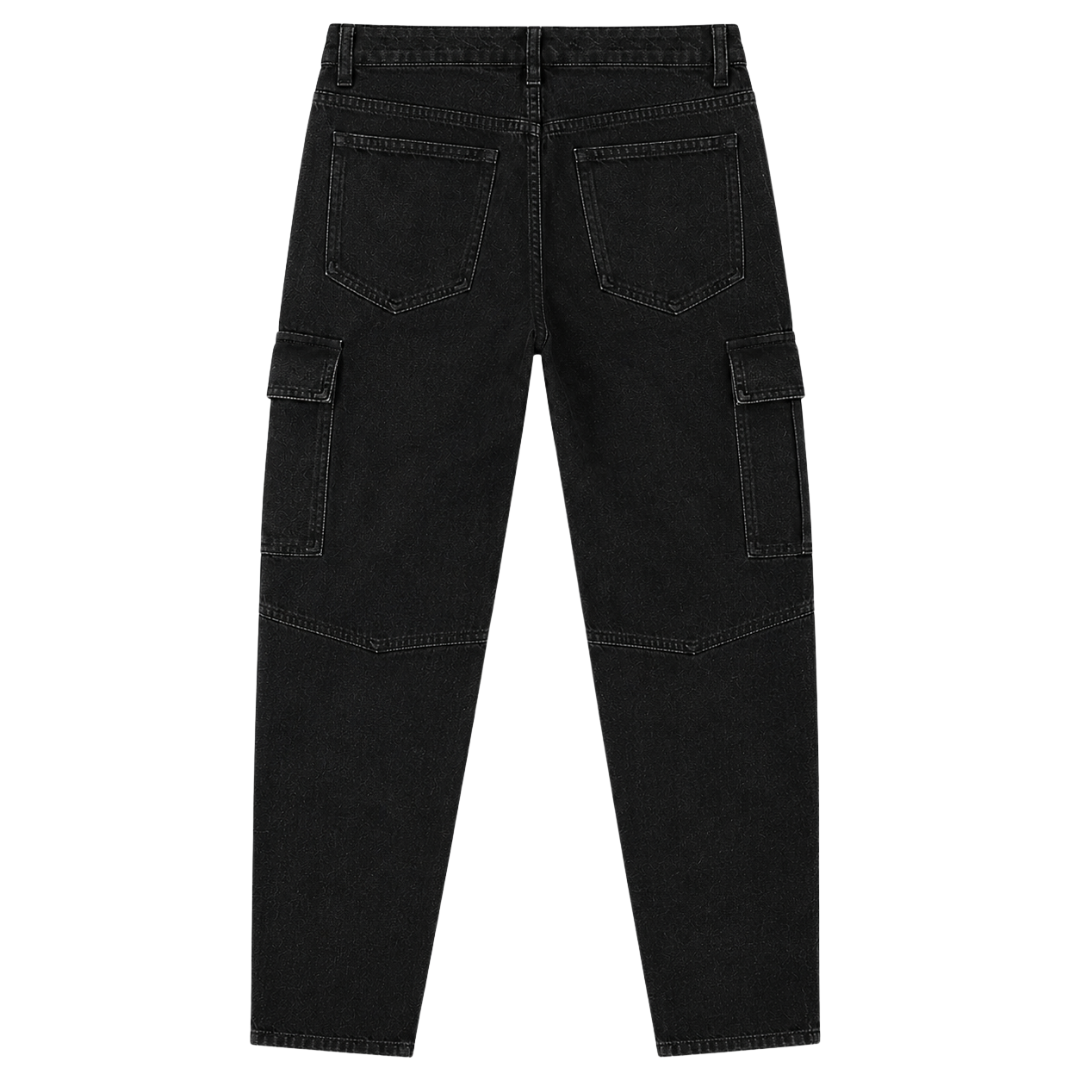 Black Denim Cargo Jeans