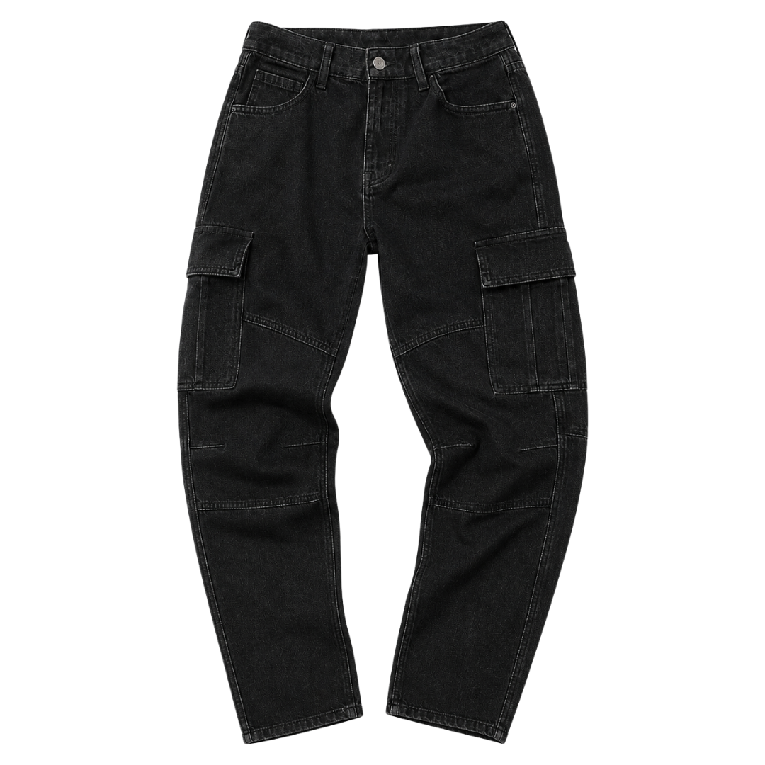 Black Denim Cargo Jeans